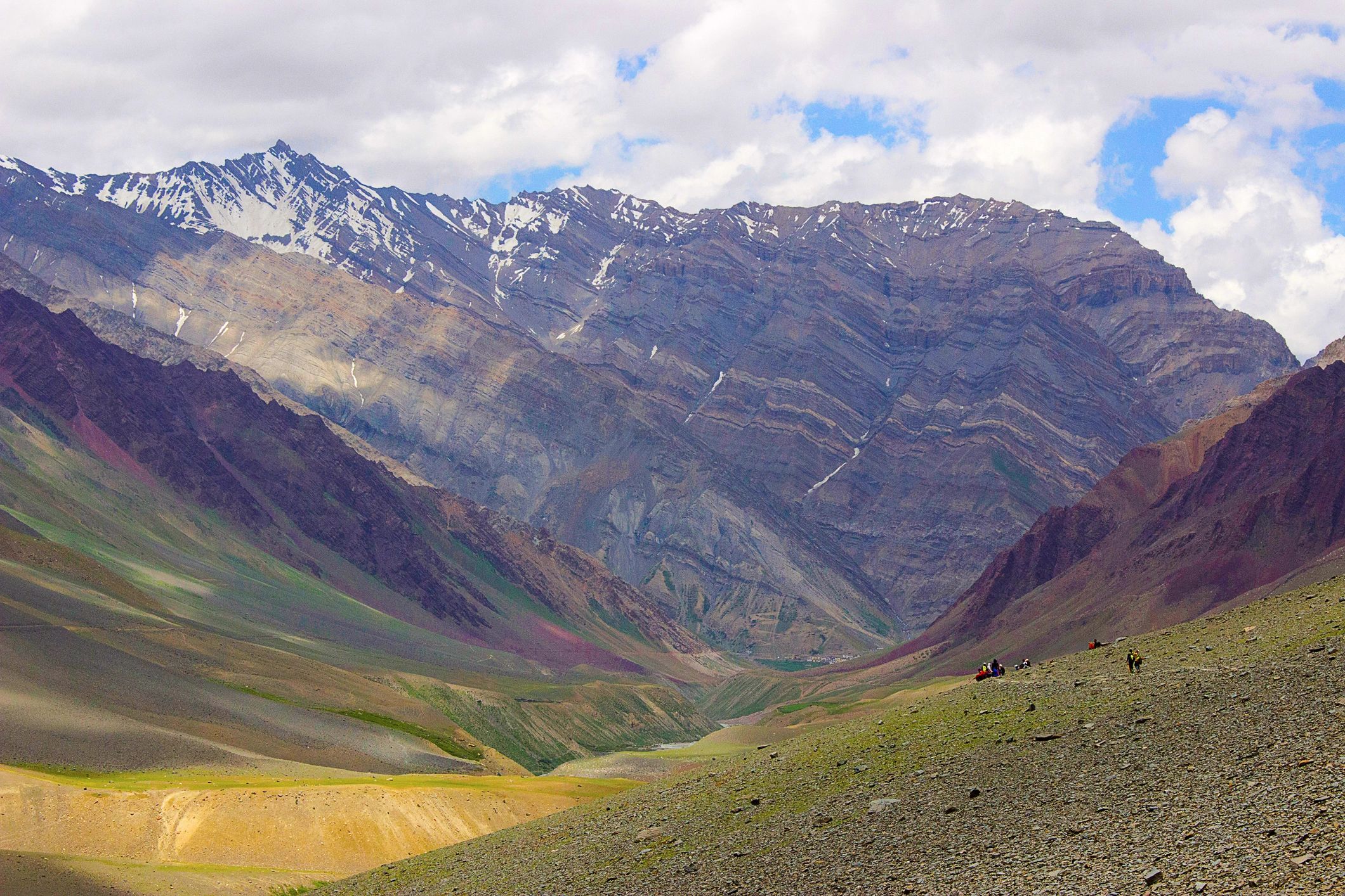 Trekkers resting in the mountains of Himachal Pradesh